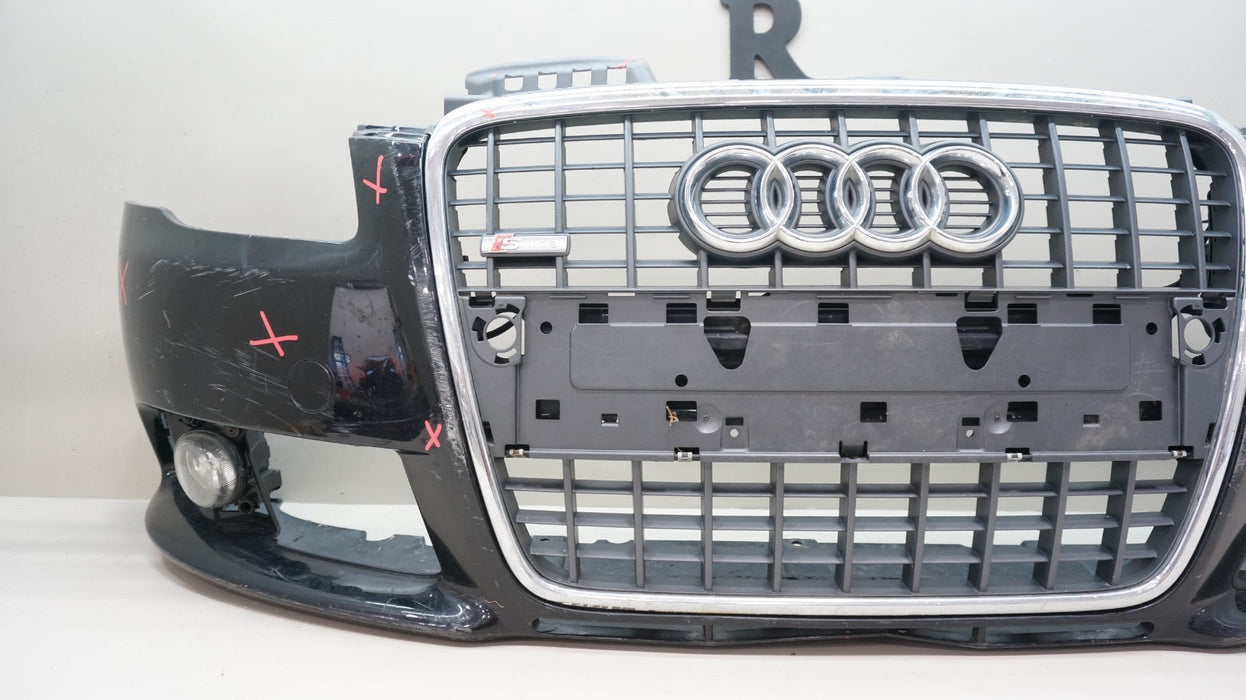 2005-2008 AUDI A4 S-LINE FRONT BUMPER COVER WITH GRILLE AND FOG LIGHTS OEM