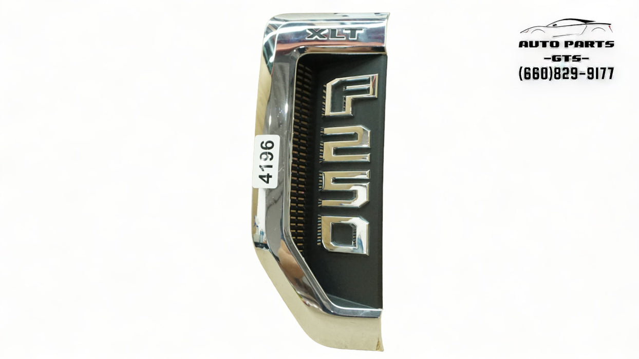 2017-2020 FORD F250 XLT LEFT FRONT FENDER EMBLEM ORNAMENT CHROME OEM 17 18 19 20