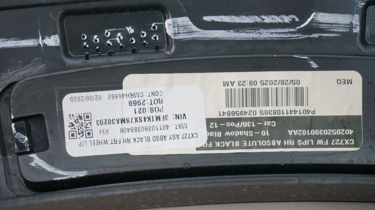 2021-2025 FORD MUSTANG MACH-E FRONT RIGHT PASSENGER SIDE FENDER FLARE OEM