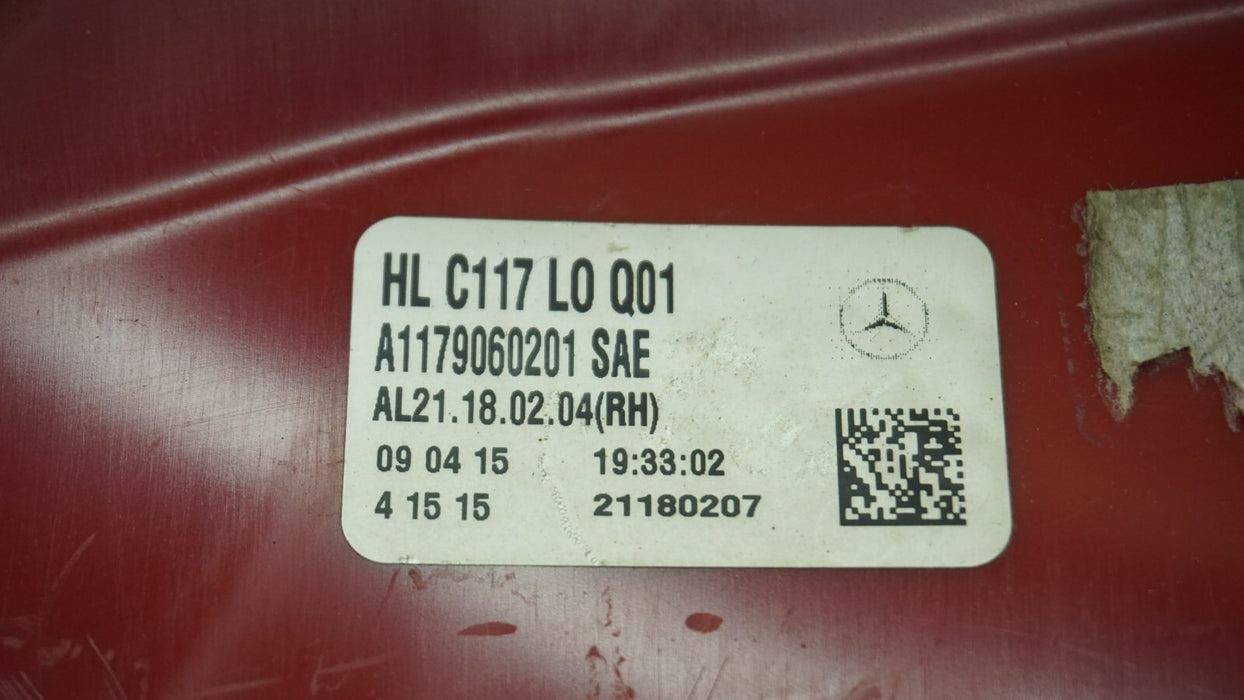2014-2019 MERCEDES CLA 250 REAR RIGHT PASSENGER SIDE TAIL LIGHT LAMP A117906020