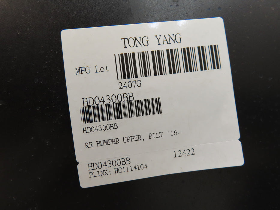 2016-2018 HONDA PILOT REAR BUMPER COVER TONG YANG AFTERMARKET