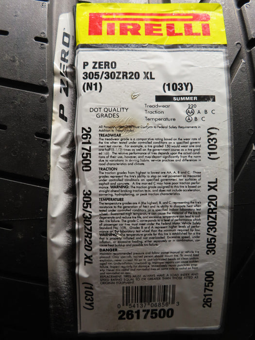 NEW PIRELLI P ZERO - 305/30zr20 OEM