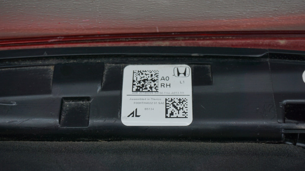 2018-2019 HONDA ACCORD REAR RIGHT SIDE INNER TAIL LIGHT LAMP OEM 34150-TVA-A013