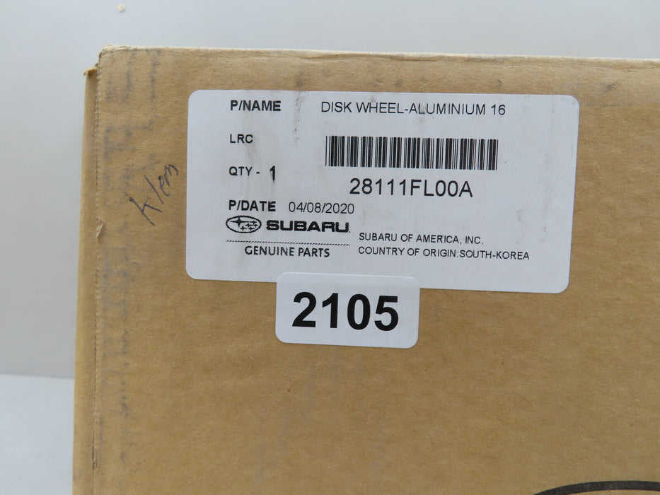 2017-2022 SUBARU LEGACY RIM ALUMINIUM 6.5JX16 WHEEL FACTORY OEM 28111FL00A