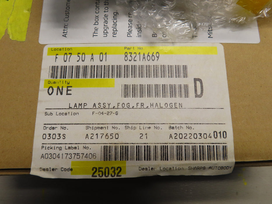 2018 2019 2020 2021 MITSUBISHI OUTLANDER SPORT  FOG LIGHT OEM