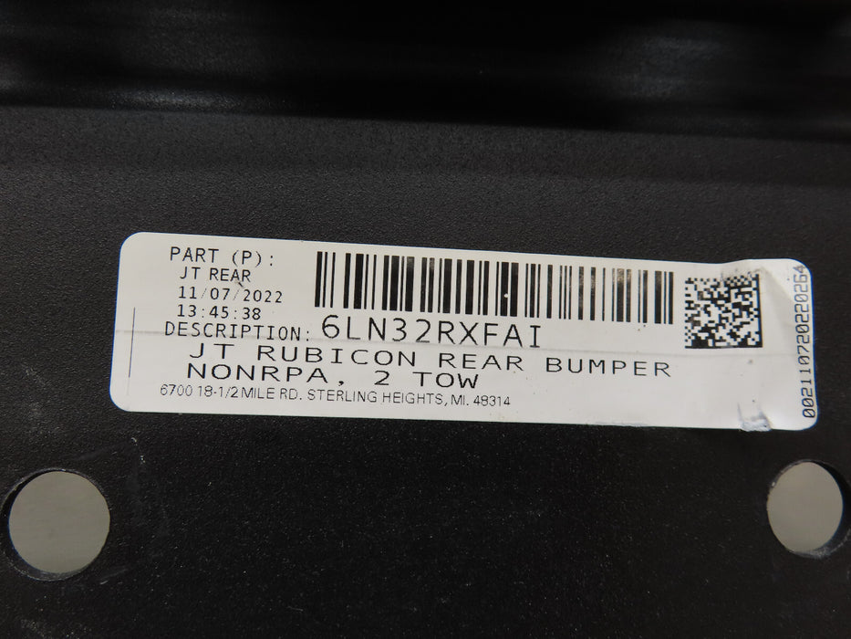 2020 2021 2022 JEEP WRANGLER  JT RUBICON REAR BUMPER COVER OEM 6LN31RXFAI