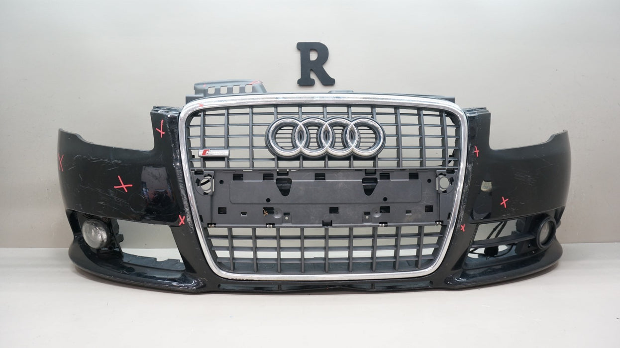 2005-2008 AUDI A4 S-LINE FRONT BUMPER COVER WITH GRILLE AND FOG LIGHTS OEM