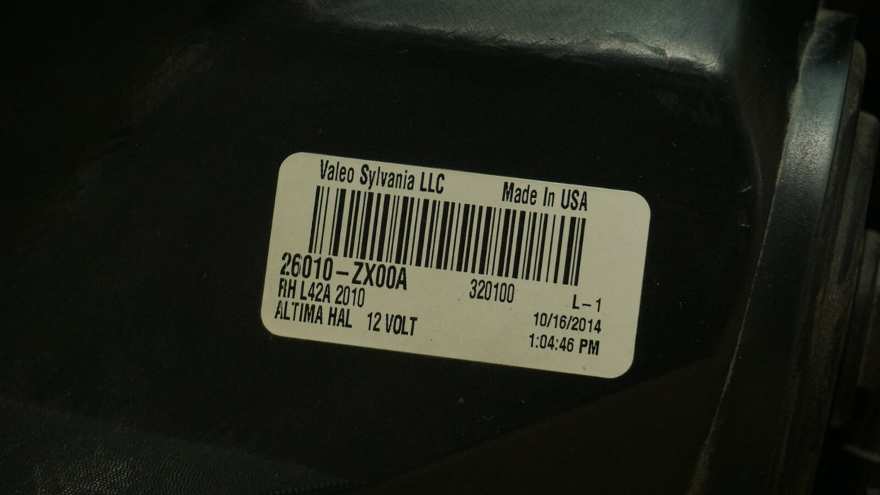 2011-2012 NISSAN ALTIMA RIGHT PASSENGER SIDE HEADLIGHT HALOGEN OEM 26010-ZX00A
