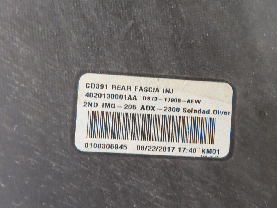 2013 2014 2015 2016 2017 2018 FORD FUSION REAR BUMPER COVER OEM DS73-17906-AFW