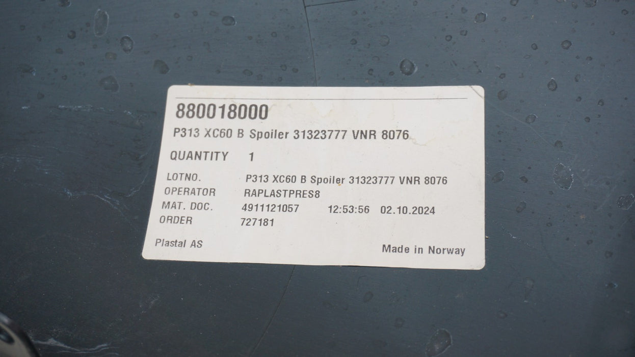 2014-2017 VOLVO XC60 REAR LOWER BUMPER VALANCE PANEL OEM 31323777