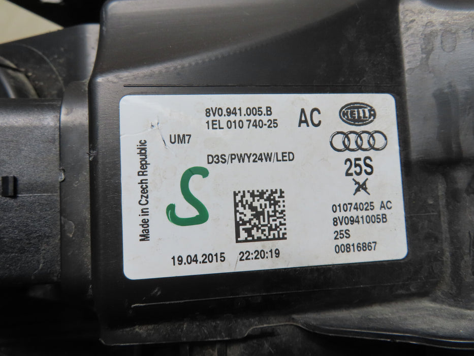 2015 2016 AUDI A3 FRONT LEFT DRIVER HEADLIGHT XENON LED OEM P#8V0.941.005.B