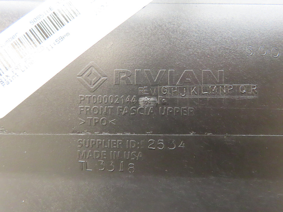 2022- 2024 RIVIAN R1X FRONT UPPER FASCIA BUMPER COVER OEM 00002144