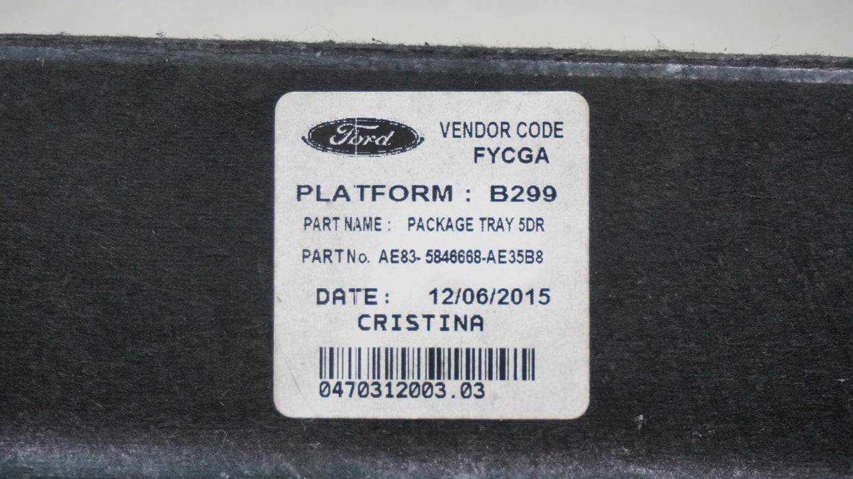 2011-2019 FORD FIESTA HATCHBACK REAR BLACK CARGO COVER TRAY TRIM OEM 5846668