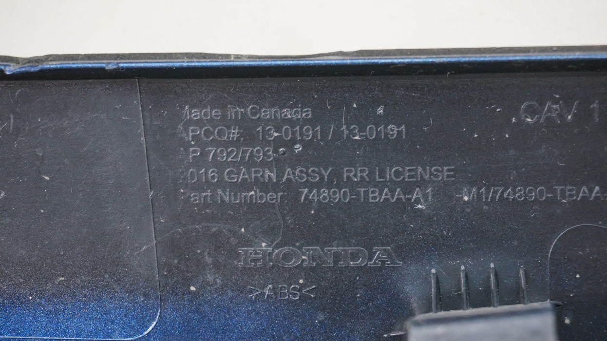 2016-2021 HONDA CIVIC REAR TRUNK LID MOLDING TRIM WITH CAMERA OEM 74890-TBAA-A1