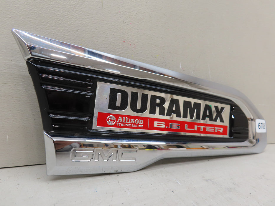 2020-2023 GMC SIERRA K3500 6.6L ALLISON DURAMAX RIGHT SIDE FENDER BADGE EBLEM