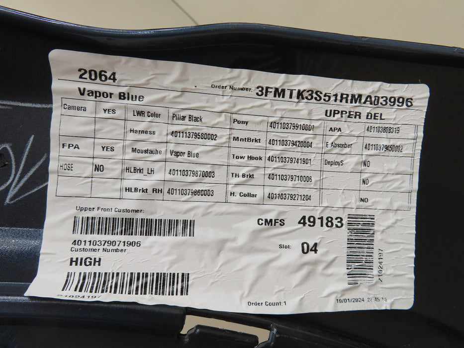 2021-2024 FORD MUSTANG MACH-E FRONT BUMPER COVER OEM