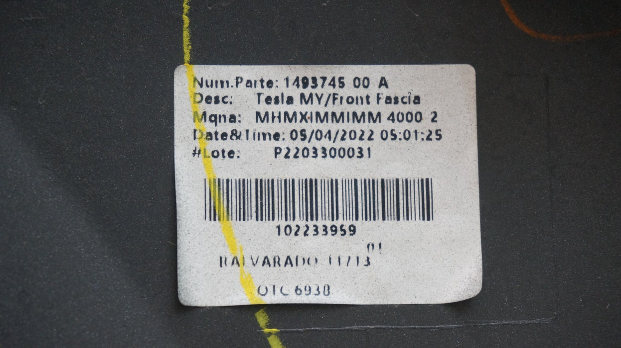 2020-2024 TESLA MODEL Y FRONT BUMPER COVER 149374500A OEM
