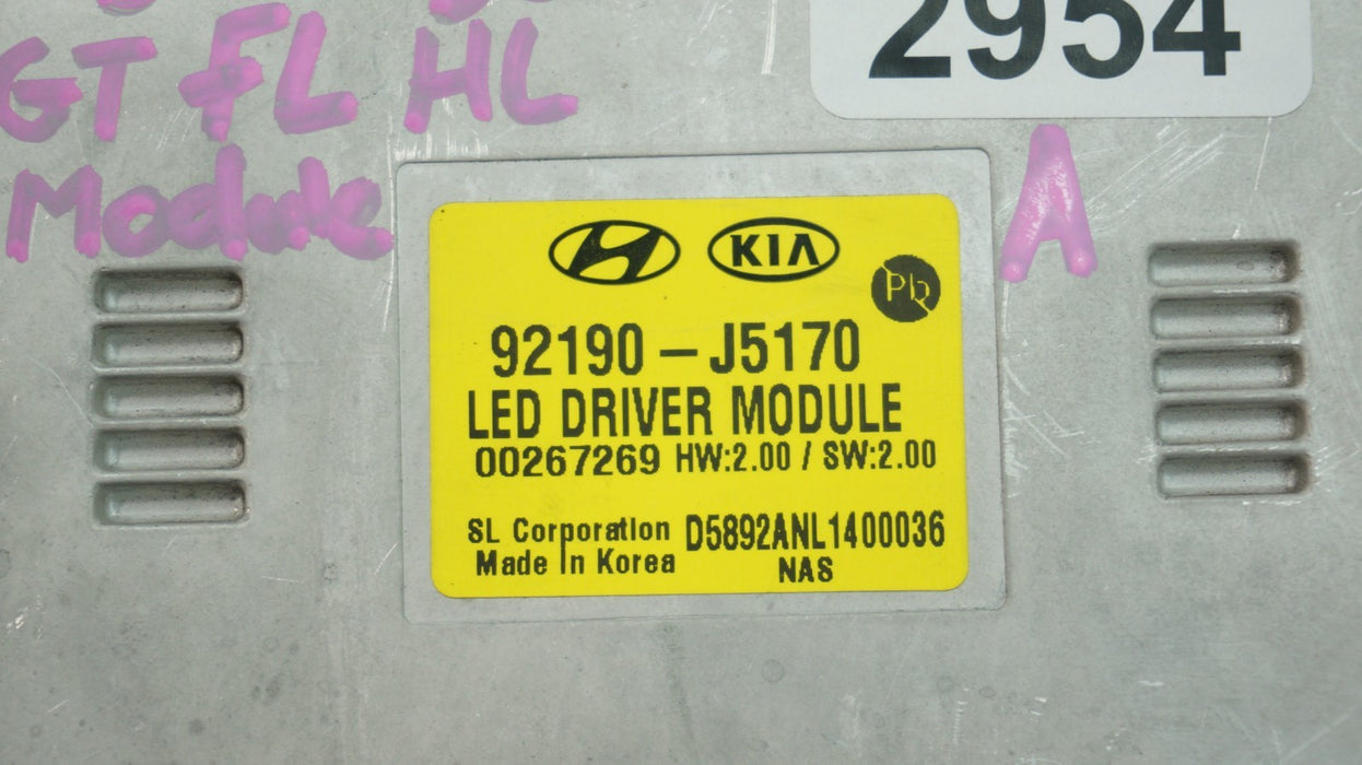 2020-2023 KIA STINGER GT GT1 GT2 HEADLIGHT LED MODULE BALLAST OEM 92190-J5170