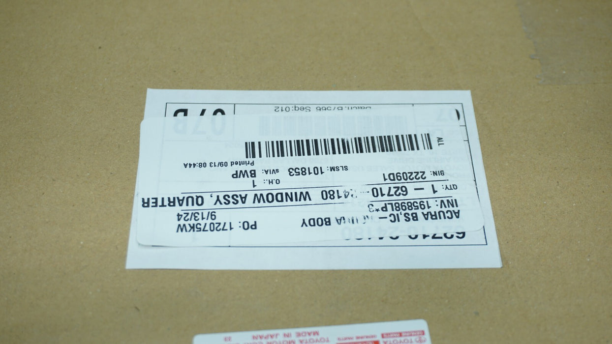 *MINT* 2015-2019 LEXUS RC350 RC300 RIGHT QUARTER WINDOW GLASS OEM 62710-24180