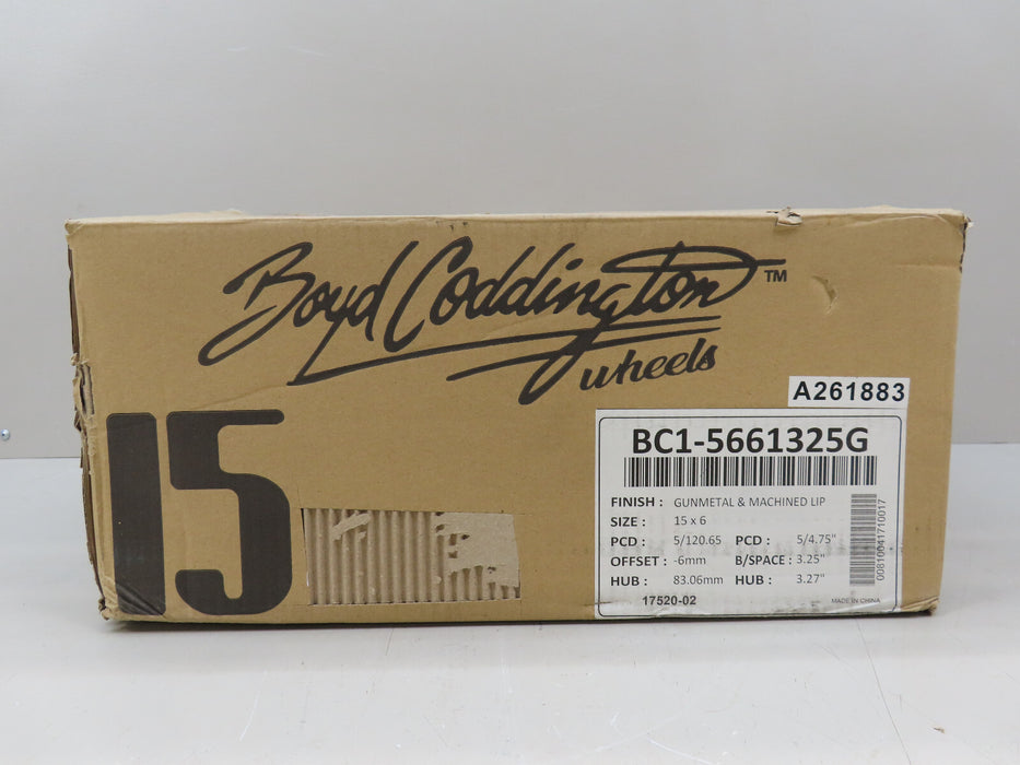 BOYD CODDINGTON WHEELS BC1-5661325G 15X6 GUNMETAL&MACHINED LIP RIM (P)
