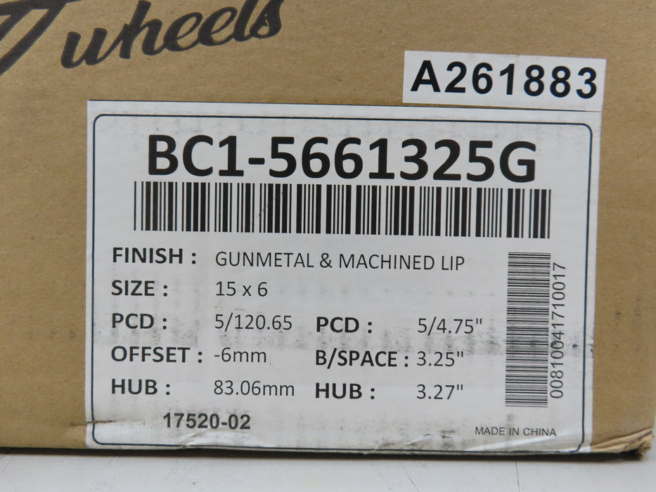 BOYD CODDINGTON WHEELS BC1-5661325G 15X6 GUNMETAL&MACHINED LIP RIM (P)