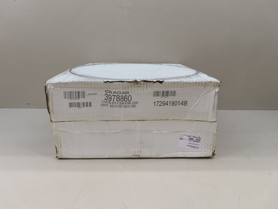 CRAGAR WHEEL SOFT 8 STEEL BLACK 17"x 8" 6 x 5.5" BOLT CIRCLE 4.5" BACKSPACE (P)