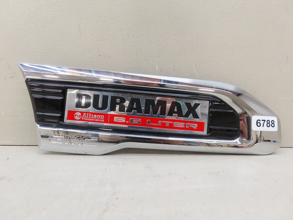 2020-2023 GMC SIERRA K3500 6.6L ALLISON DURAMAX RIGHT SIDE FENDER BADGE EBLEM