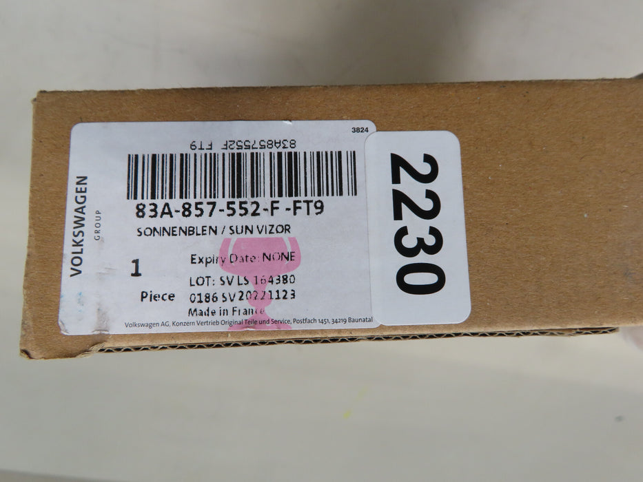 2019-2023 AUDI Q3 RIGHT PASSENGER SIDE SUN VISOR OEM 83A-857-552-F