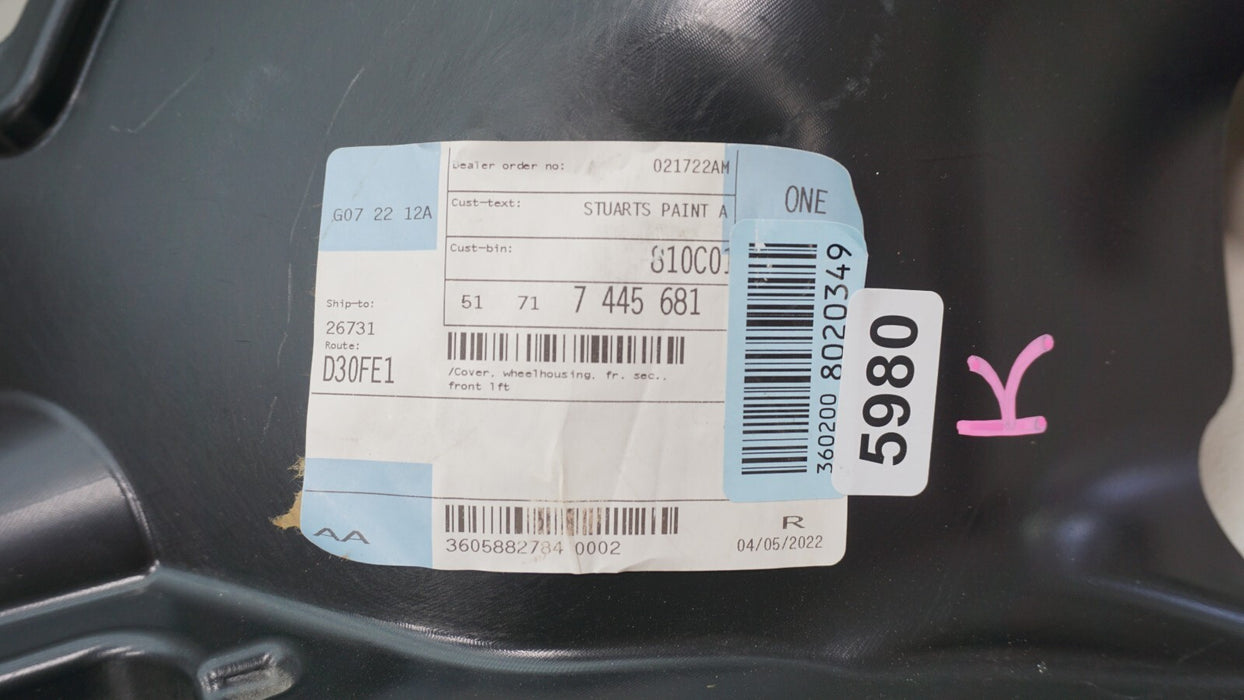 2018-2023 BMW X3 X4 FRONT LH LEFT DRIVER SIDE FENDER LINER NEW OEM 7445681