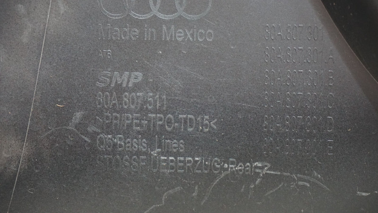 2018-2020 AUDI Q5 PREMIUM PLUS PRESTIGE REAR BUMPER COVER PANEL OEM 80A807511