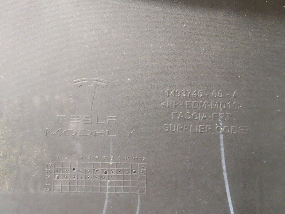 2020-2022 TESLA MODEL Y FRONT BUMPER COVER PANEL W/ SESNOR HOLE OEM 1493745-00-A