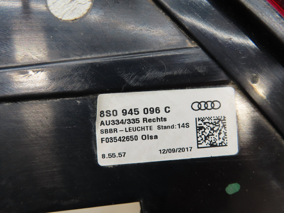 2016-2023  AUDI TT REAR RIGHT PASSENGER LED TAIL LIGHT OEM 880 945 096 C