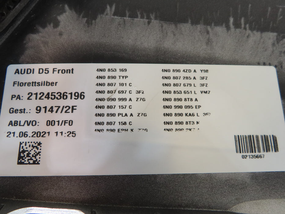 2019 2020 2021 2022 Audi S8 D5 Front Bumper Cover OEM