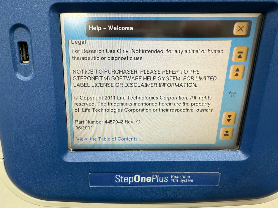Applied Biosystems StepOne Plus 96-Well Real time PCR 4376592R. Door Jammed