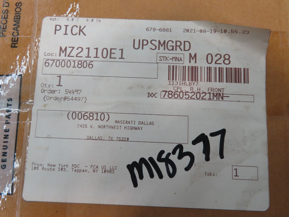 2014-2016 MASERATI GHIBLI FRONT RIGHT PASSENGER SPINDLE KNUCKLE OEM 670001806