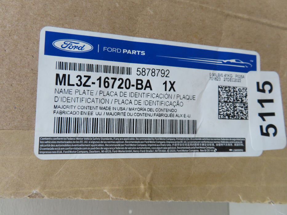 2021 2022 2023 FORD F-150 XLT FRONT LEFT DRIVER FENDER TRIM NAME PLATE OEM