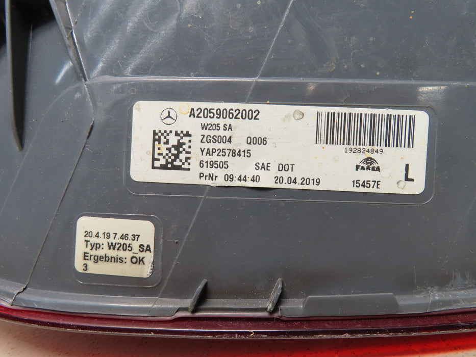 2015-2018 Mercedes C Class Left Driver Side Taillight 15-18 LED OEM