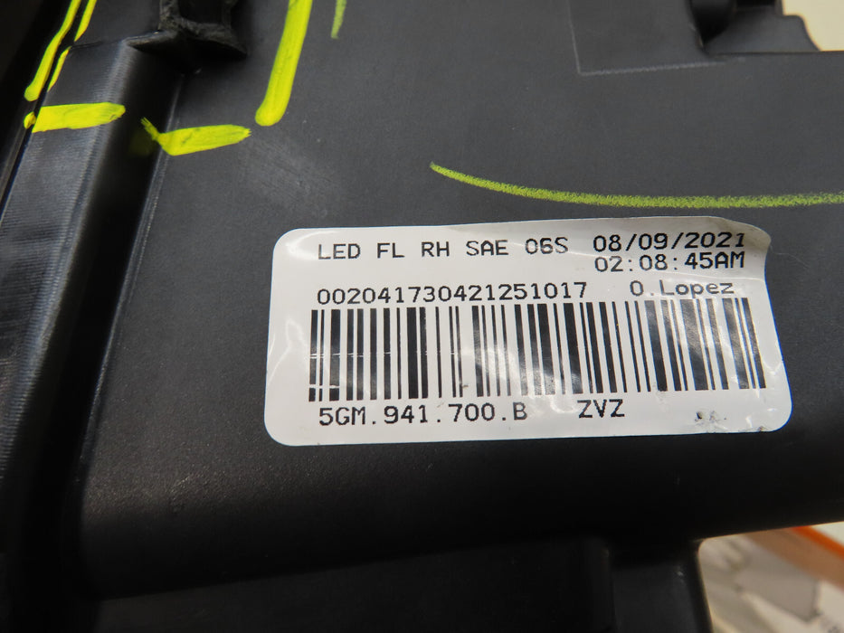 2015-2017 VOLKSWAGEN GTI RIGHT PASSENGER LED FOG LIGHT OEM 5GM.941.700