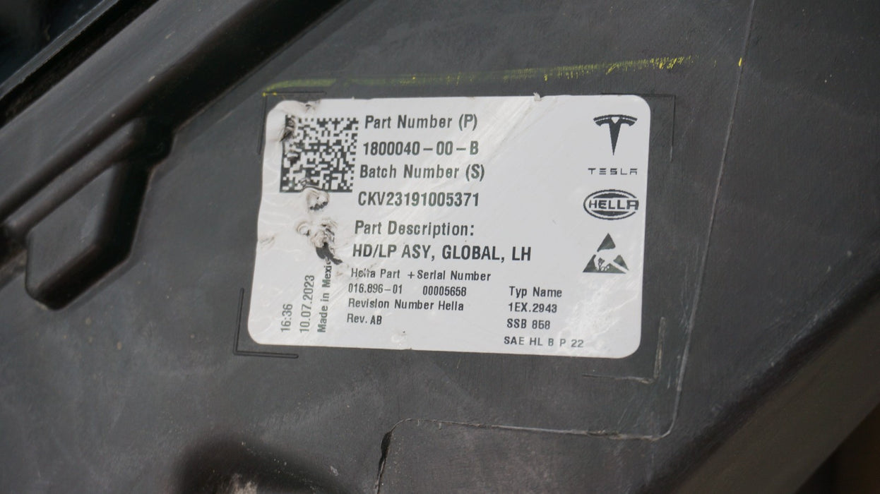 2022-2025 TESLA MODEL X GLOBAL FRONT LEFT DRIVER SIDE HEADLIGHT OEM 1800040-00-B